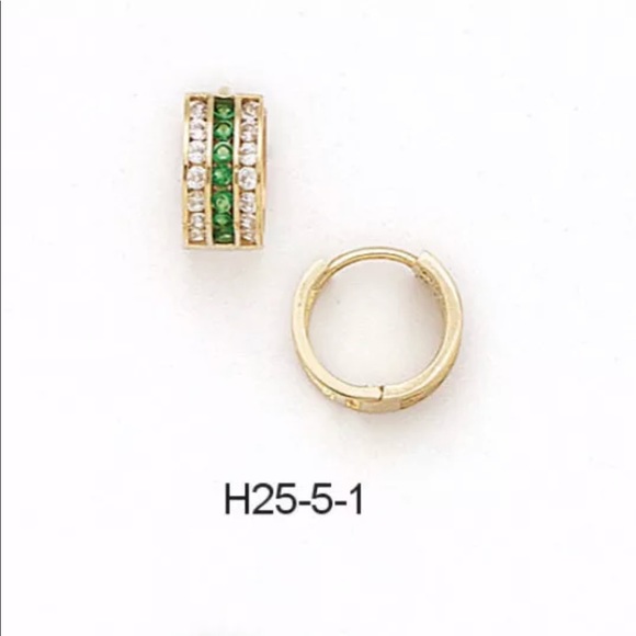 14K Pure Solid Yellow Gold Huggie Earrings - Picture 2 of 2